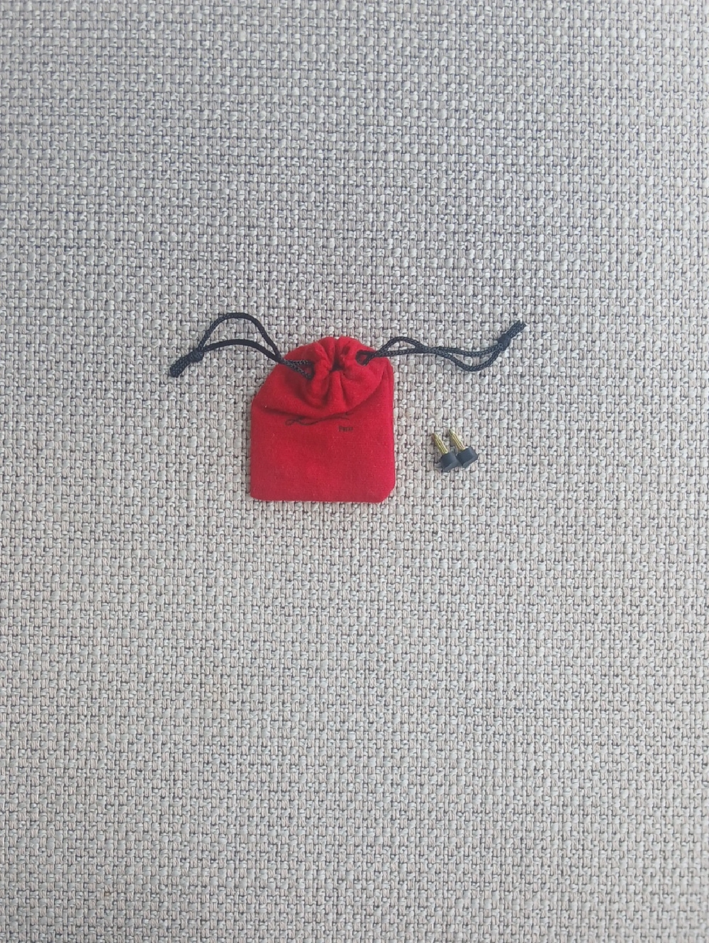 Christian Louboutin Red Velvet Drawstring Pouch with Earring Backs - Picture 1 of 3